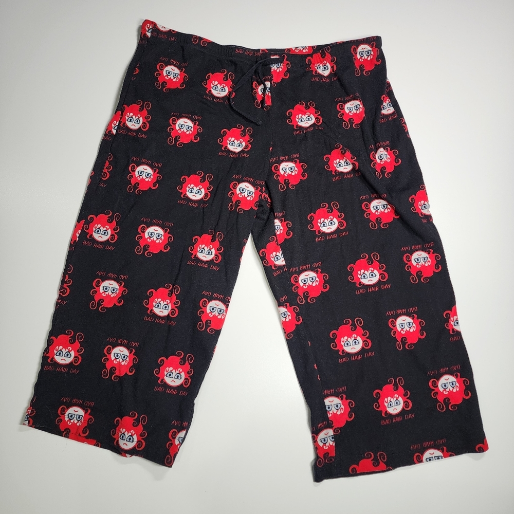 Fred is Red XXL Bad Hair Day Pajama Capris Black Pink Pinstripe Y2K Loungewear